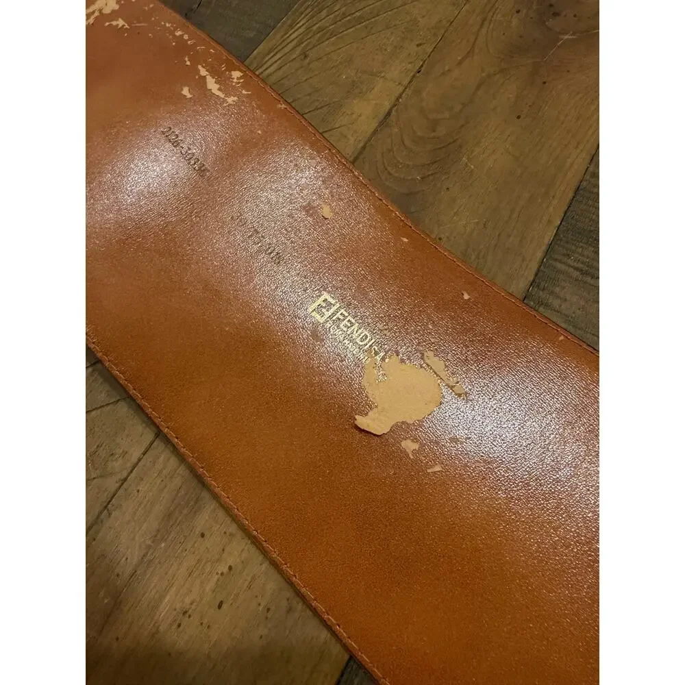FENDI BROKEN Leather Belt Mustard Yellow HEAVILY USED